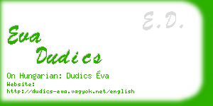eva dudics business card